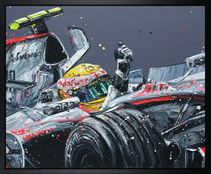 Lewis Mclaren Framed Print on Canvas by Artist Paul Oz