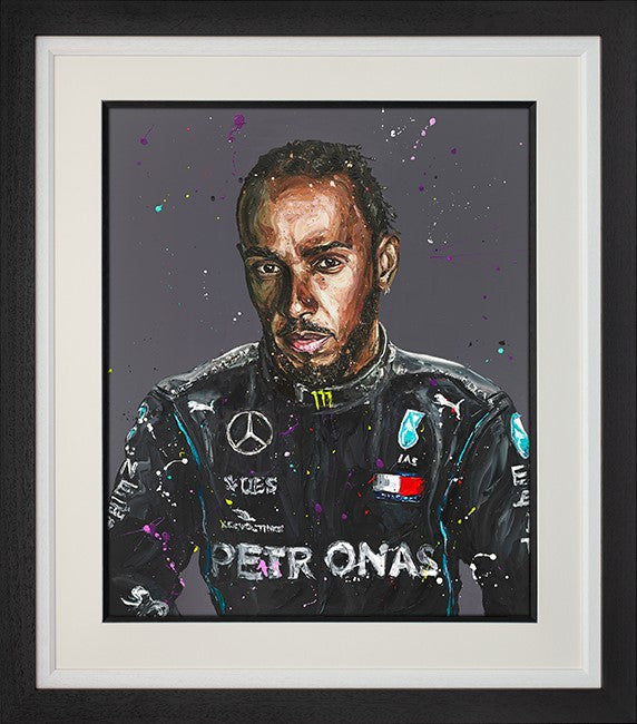 Lewis Seven Time World Champion Framed Lenticular Print on Paper by Artist Paul Oz