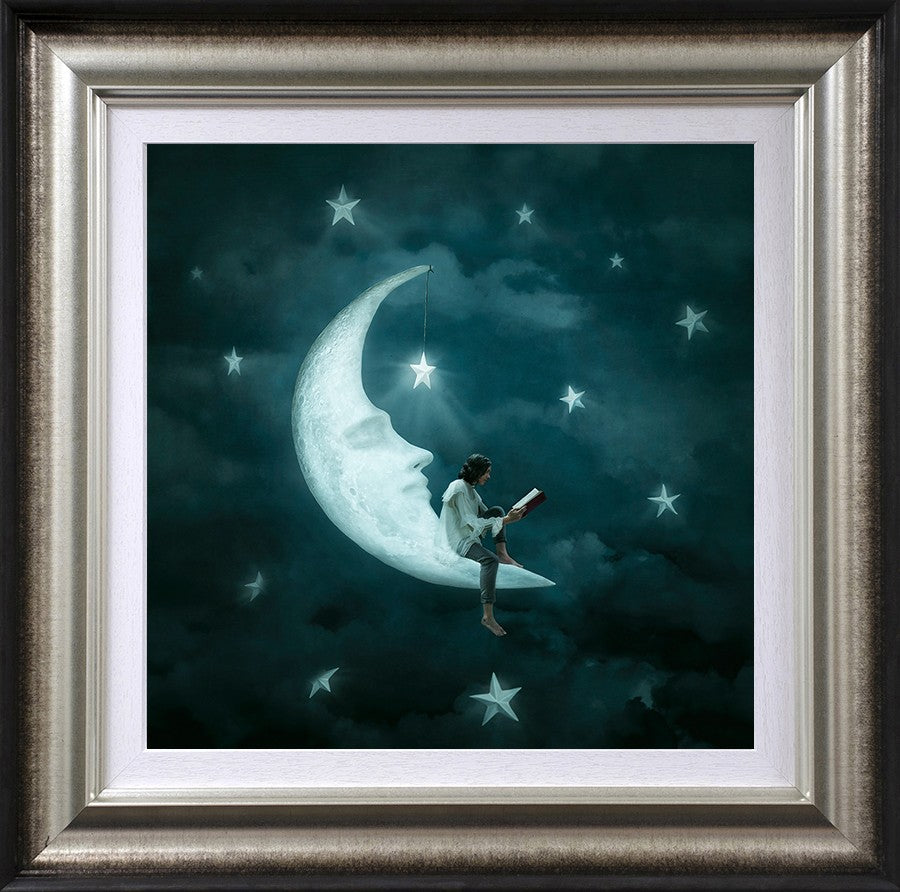Man in The Moon Framed Signed Limited Edition Print on Paper by Artist Michelle Mackie