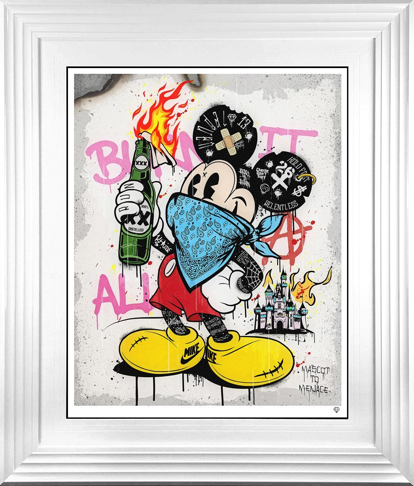 Mascot To Menace (Blue) Signed Framed Limited Edition Print on Paper by Artist JJ Adams