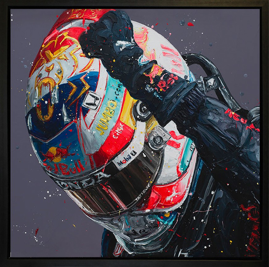 Max Dutch GP Framed Limited Edition Embellished Boxed Canvas by Artist Paul Oz