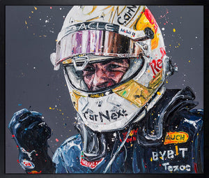 Max Verstappen 22 Framed Print on Canvas by Artist Paul Oz