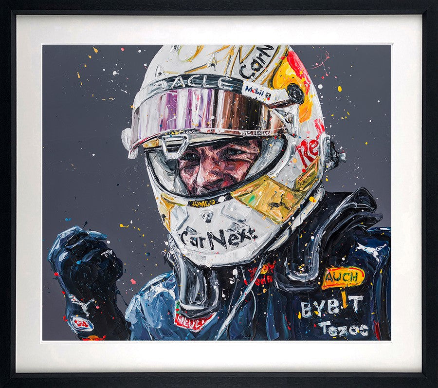 Max Verstappen 22 Framed Print on Paper by Artist Paul Oz