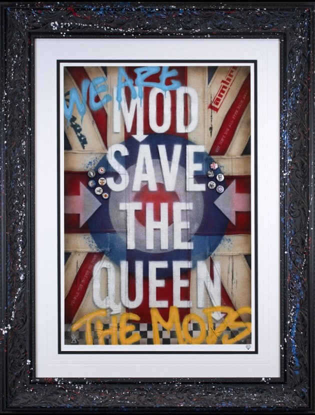 Mod Save The Queen Framed Print on Paper by Artist JJ Adams