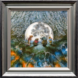 Moongazing In The Willows Framed Mixed Media Print by Artist Kerry Darlington
