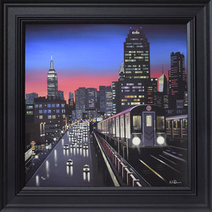 New York Tracks Framed Canvas Print on Board by Artist Neil Dawson