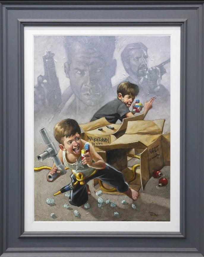 Now I Have A Machine Gun Framed Canvas on Board by Artist Craig Davison