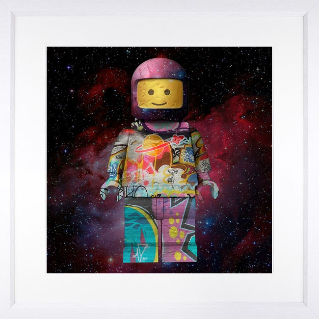 One Small Brick For Man Cosmic Framed Print on Paper by Artist Monica Vincent