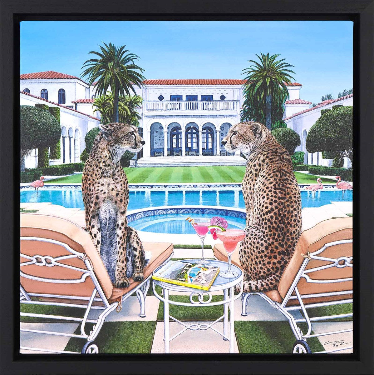 Palm Beach Gossip Framed Signed Limited Edition Boxed Canvas by Artist Steve Tandy