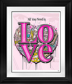 Pop Love (All You Need Is) Framed Signed Limited Edition Print on Paper by Artist JJ Adams