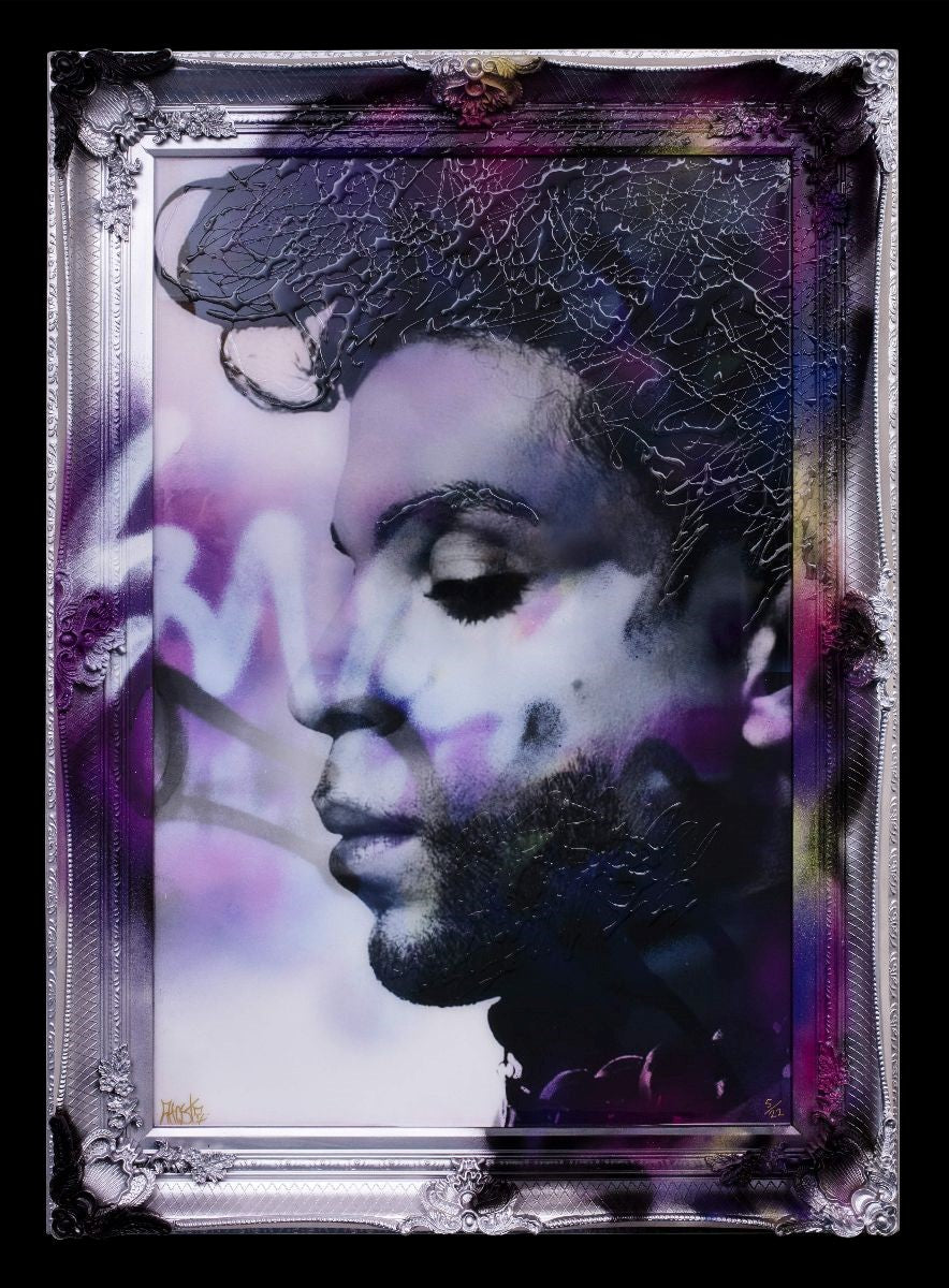 Purple Rain Framed Mixed Media Print on Board By Artist Ghost