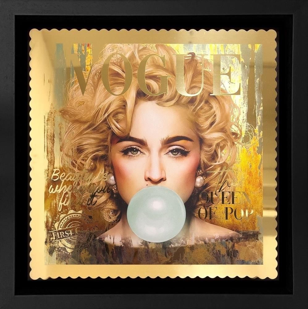 Queen of Pop  (Golden Stamp Minature) Framed Print on Paper by Sannib