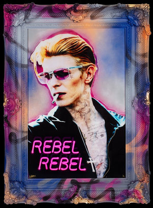 Rebel Rebel Framed Mixed Media Print on Board By Artist Ghost