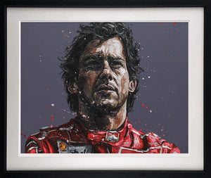 Senna 24th Anniversary Commemorative Framed Signed Limited Edition Print on Paper by Artist Paul Oz 