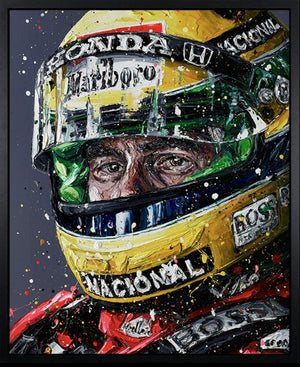 Senna 2018 Framed Limited Edition Hand Embellished Print on Canvas by Artist Paul Oz