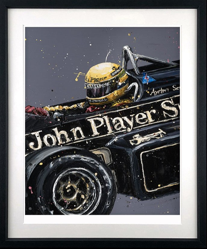 Senna JPS Framed Signed Limited Edition Print on Paper by Artist Paul Oz