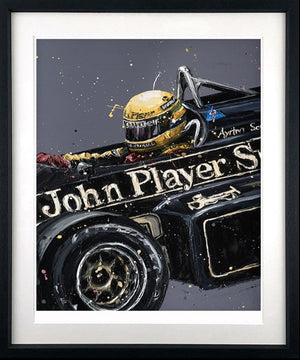 Senna JPS Framed Signed Limited Edition Print on Paper by Artist Paul Oz