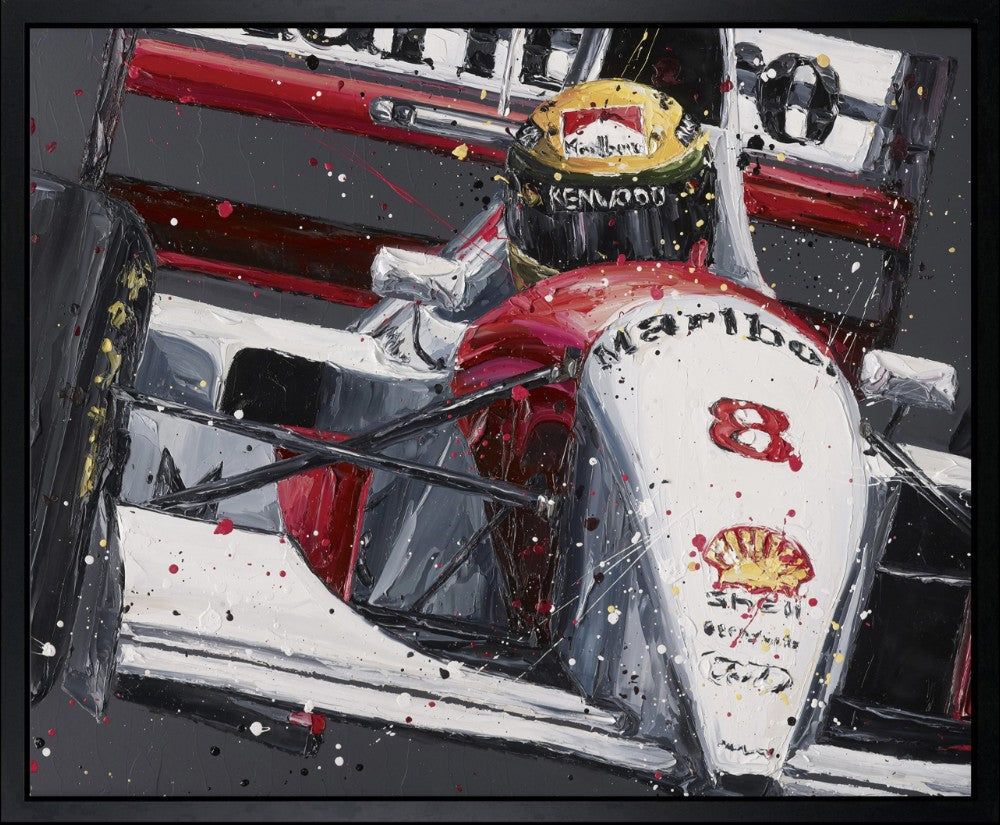 Senna Mclaren Framed Limited Edition Embellished Print on Canvas by Artist Paul Oz