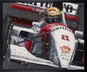 Senna Mclaren Framed Print on Canvas by Artist Paul Oz