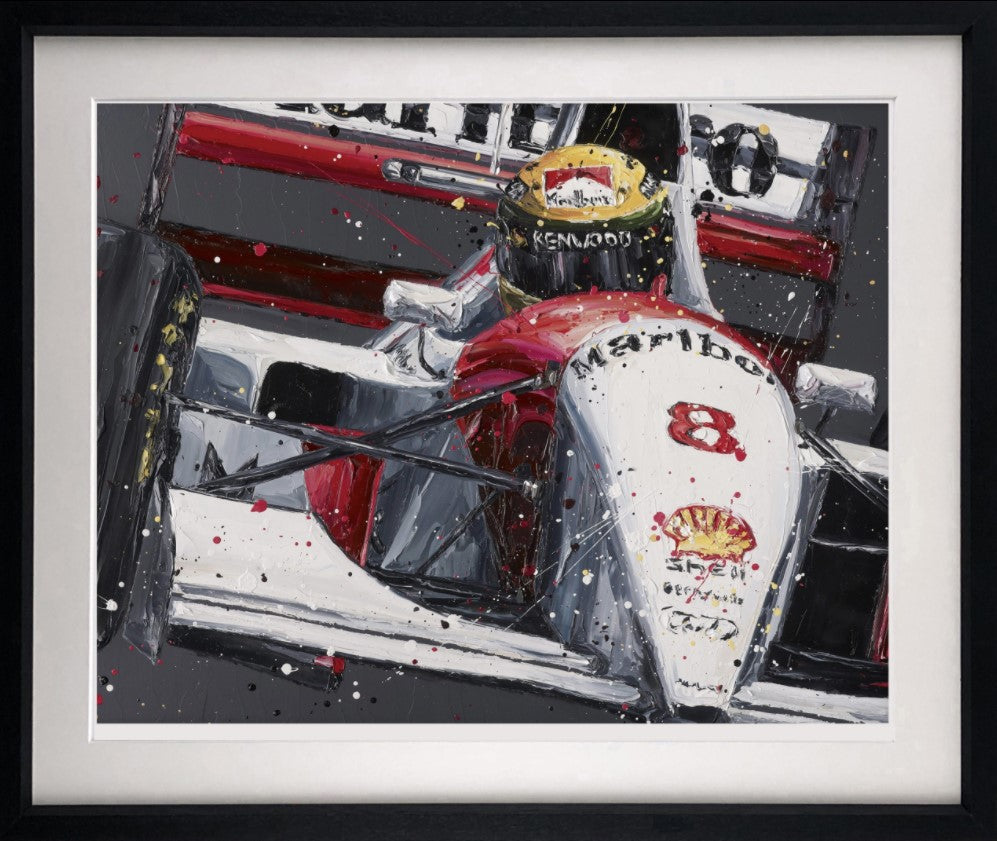 Senna Mclaren Framed Print on Paper by Artist Paul Oz