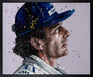 Senna Pro Cap Framed Limited Edition Embellished Print on Canvas by Artist Paul Oz