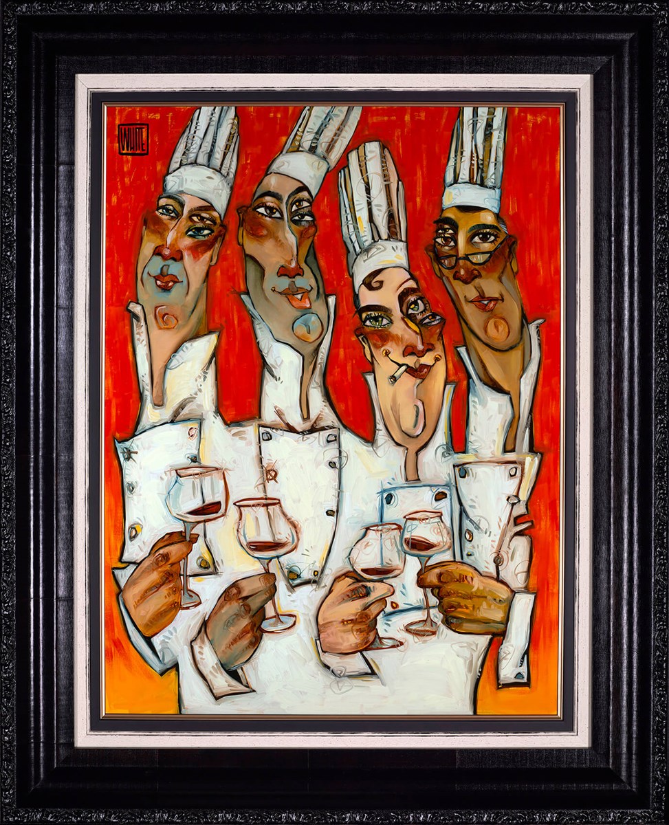 Shifty Eyed Chefs Framed Print on Board by Artist Todd White