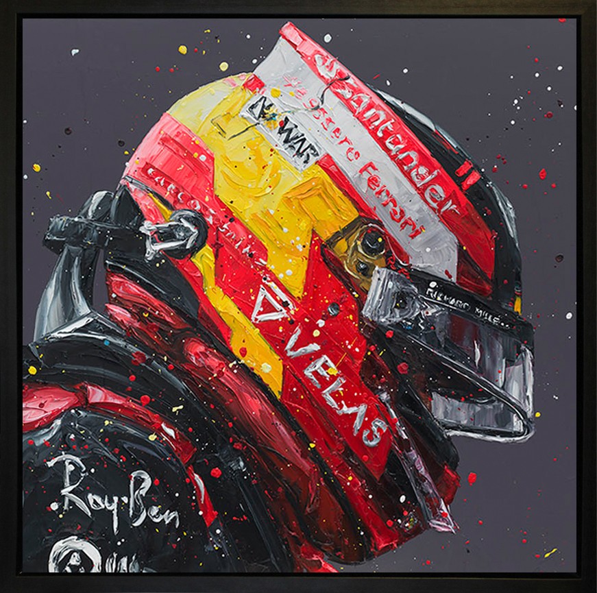 Silverstone Sainz Framed Limited Edition Embellished Boxed Canvas by Artist Paul Oz