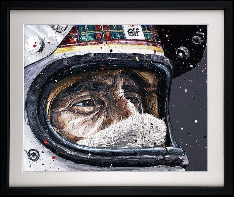 Sir Jackie Stewart Framed Signed Limited Edition Print on Paper by Artist Paul Oz