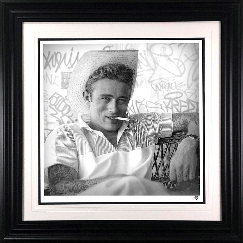 Smoking Gun James Dean Framed Print on Paper by Artist JJ Adams