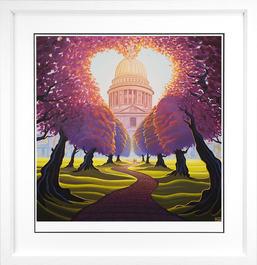 St Paul's Romance Framed Print on Paper by Artist Derrick Fielding