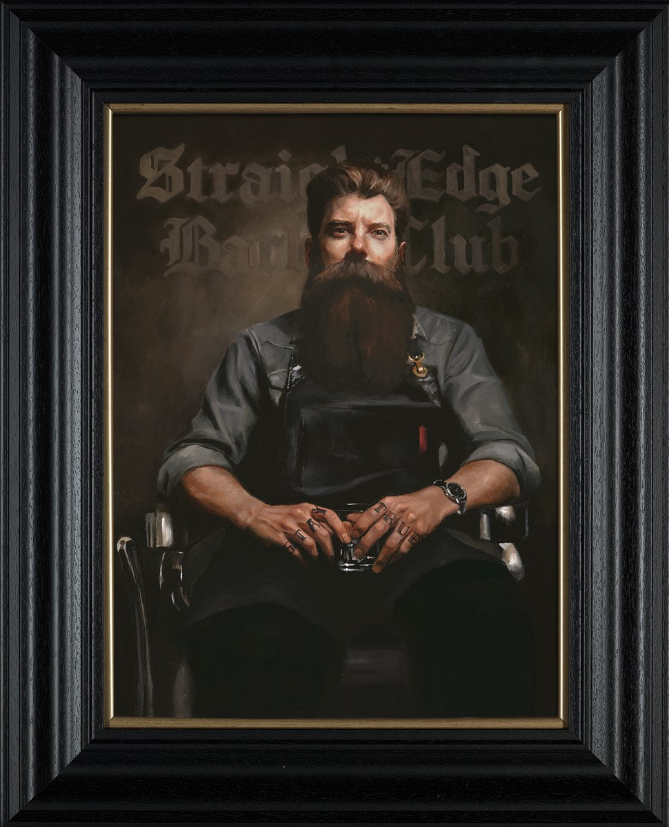 Straight Edge Barber Club Framed Print on Board by Artist Vincent Kamp