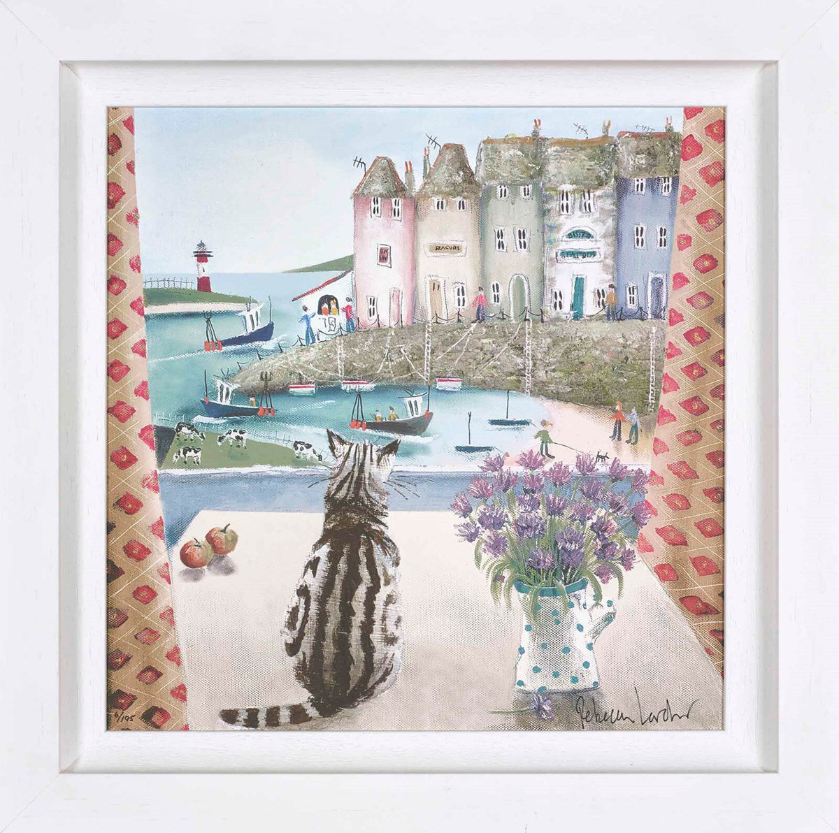 Table Manners Framed Limited Edition Print on Board by Artist Rebecca Lardner