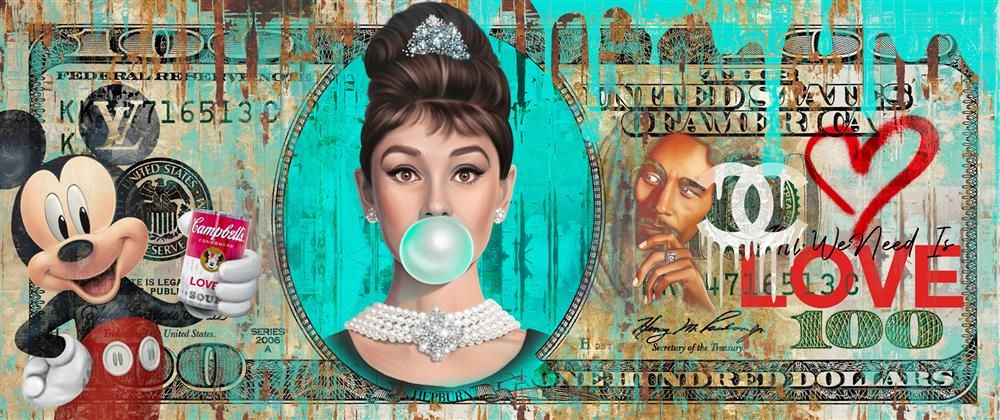 The Dollar Hepburn Framed Canvas on Board by Sannib