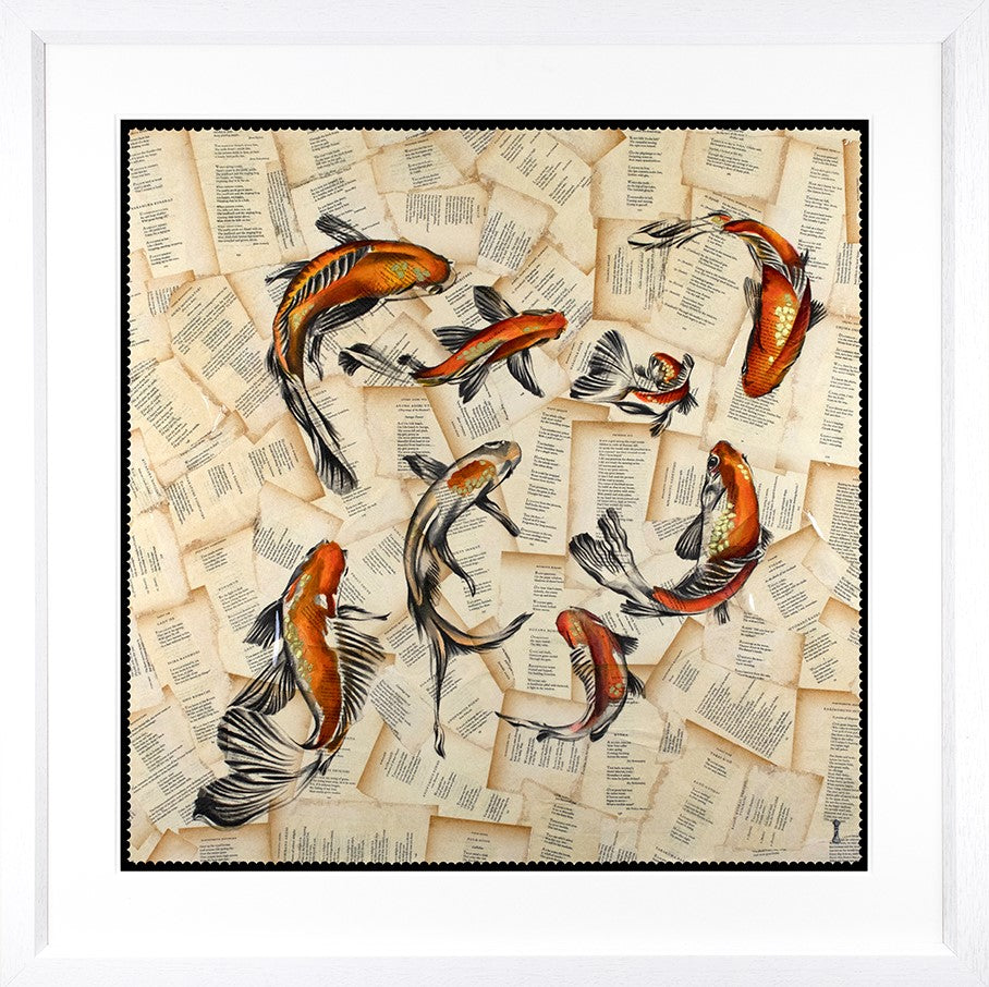 The Pond Koi Carp Framed Print by Artist Chess