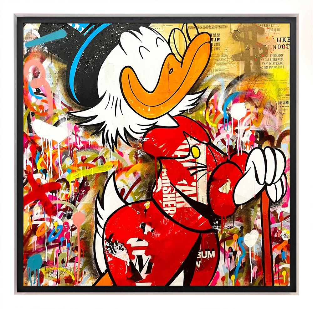 The Richest Duck in The World  Framed Canvas on Board by Artist Michiel Folkers