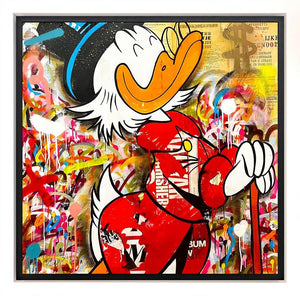 The Richest Duck in The World  Framed Canvas on Board by Artist Michiel Folkers