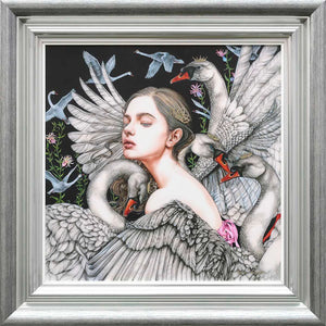 The Wild Swans Framed Mixed Media Print by Artist Kerry Darlington