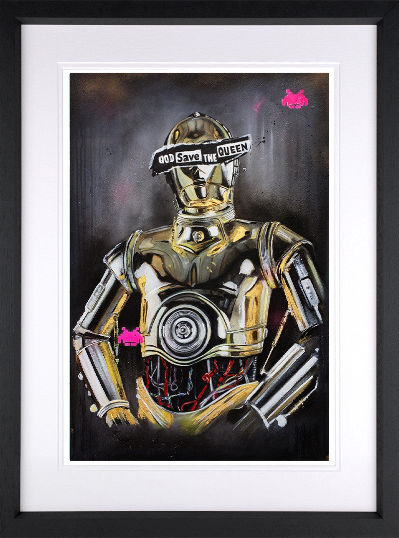 Threepio God Dave The Queen Framed Paper Edition by Artist Mr J