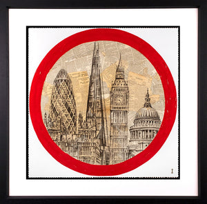 Through London's Eye Framed Print on Paper by Artist Chess 