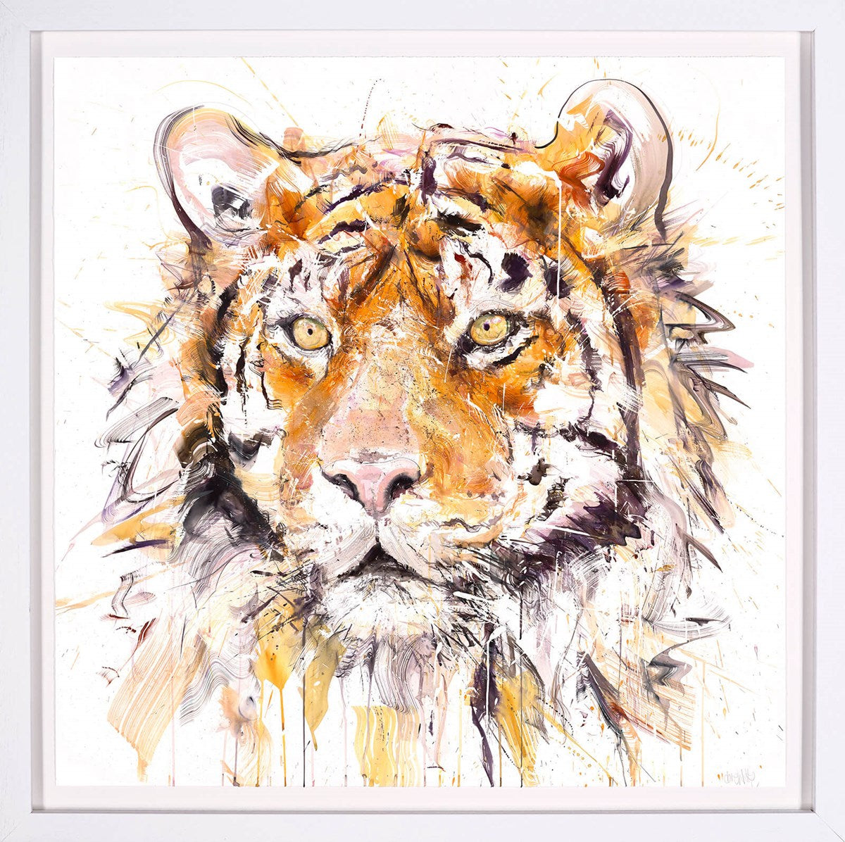 Tiger III Framed Signed Limited Edition Print on Paper by Artist Dave White