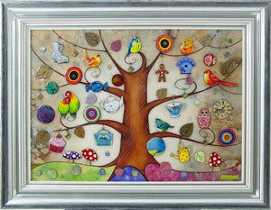 Tree of Gifts Framed Mixed Media Print by Artist Kerry Darlington