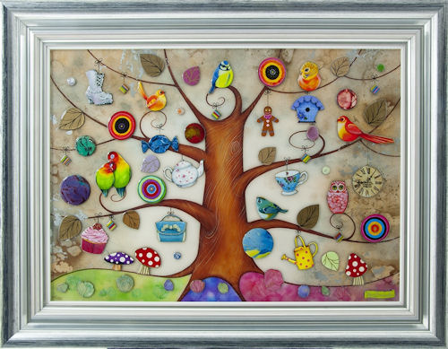 Tree of Gifts Framed Mixed Media Print by Artist Kerry Darlington