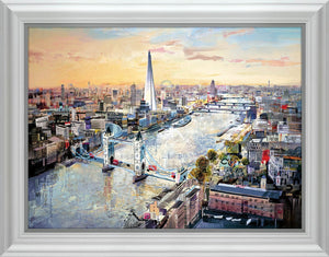 Twilight Thames Framed Print on Board by Artist Tom Butler
