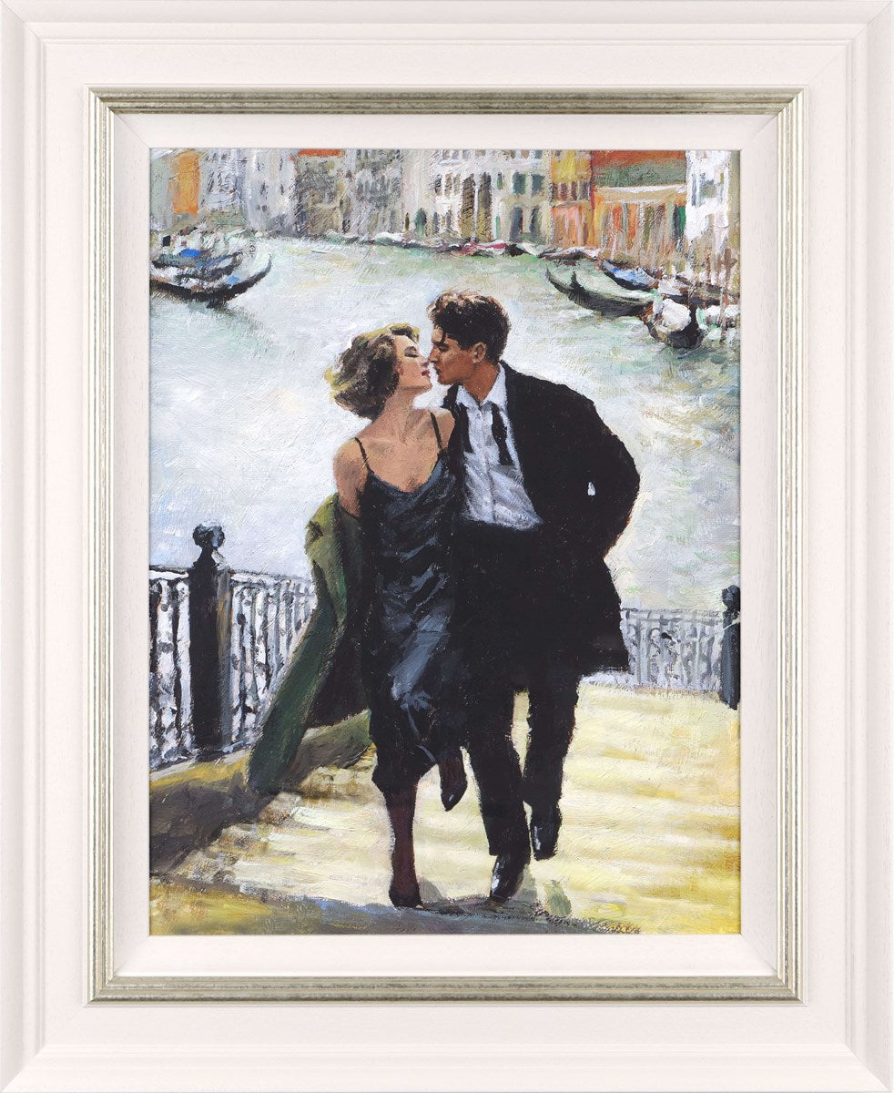 Venetian Romance Signed Framed Limited Edition Print on Board by Artist Fabian Perez