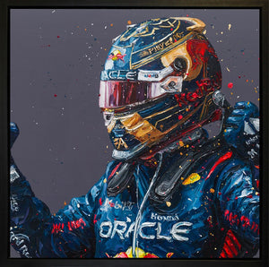 Verstappen 2023 World Title Framed Limited Edition Embellished Boxed Canvas by Artist Paul Oz