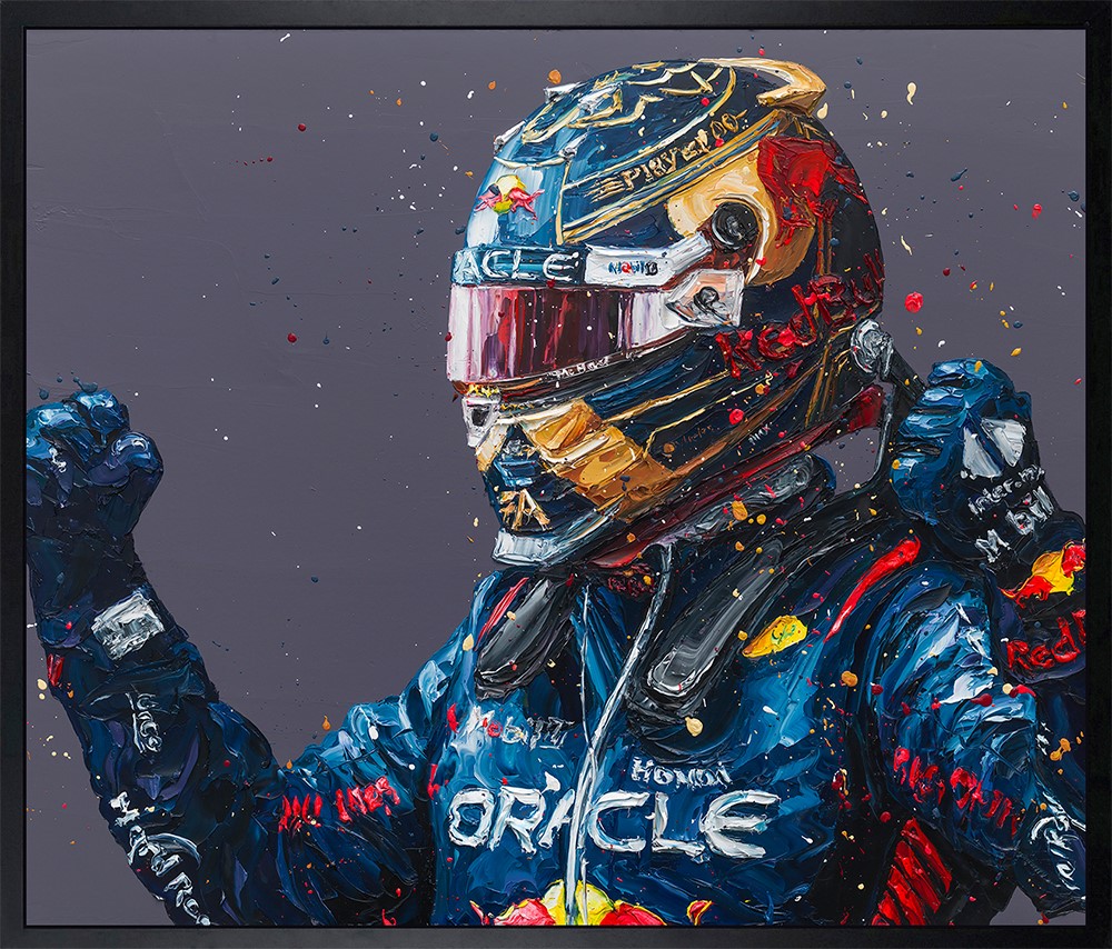 Verstappen 23 World Title Framed Print on Canvas by Artist Paul Oz