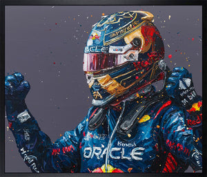 Verstappen 23 World Title Framed Print on Canvas by Artist Paul Oz