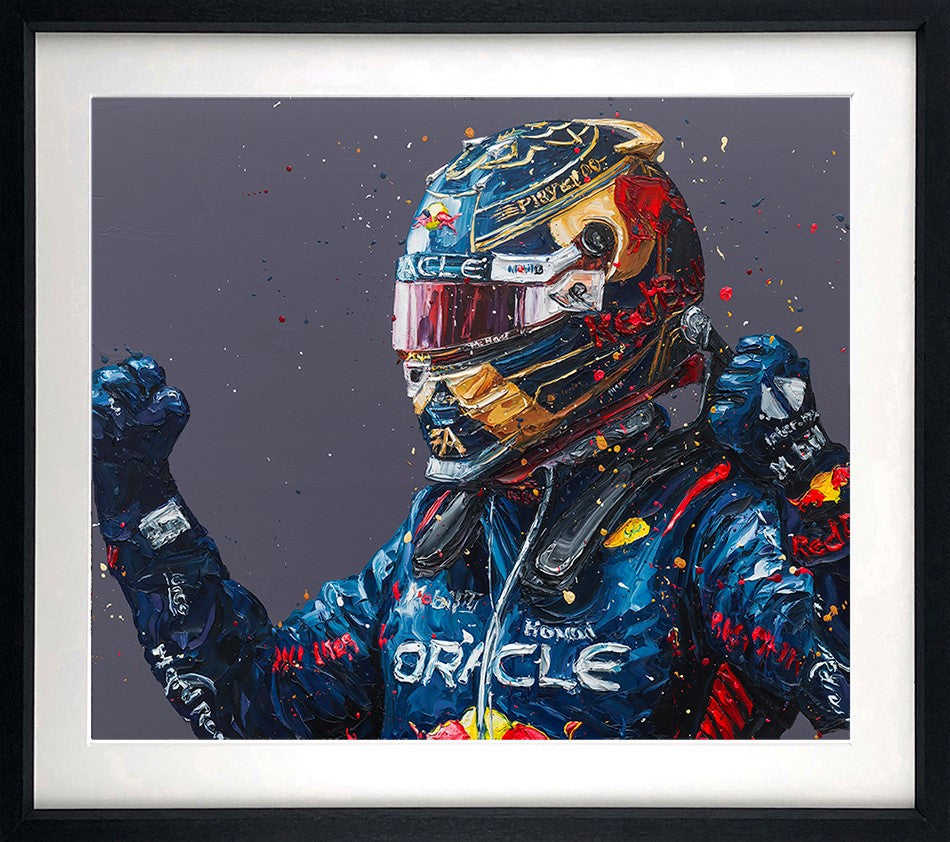 Verstappen 23 World Title Framed Print on Paper by Artist Paul Oz