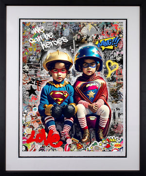 We Can Be Heroes Framed Print on Paper by Artist Zee