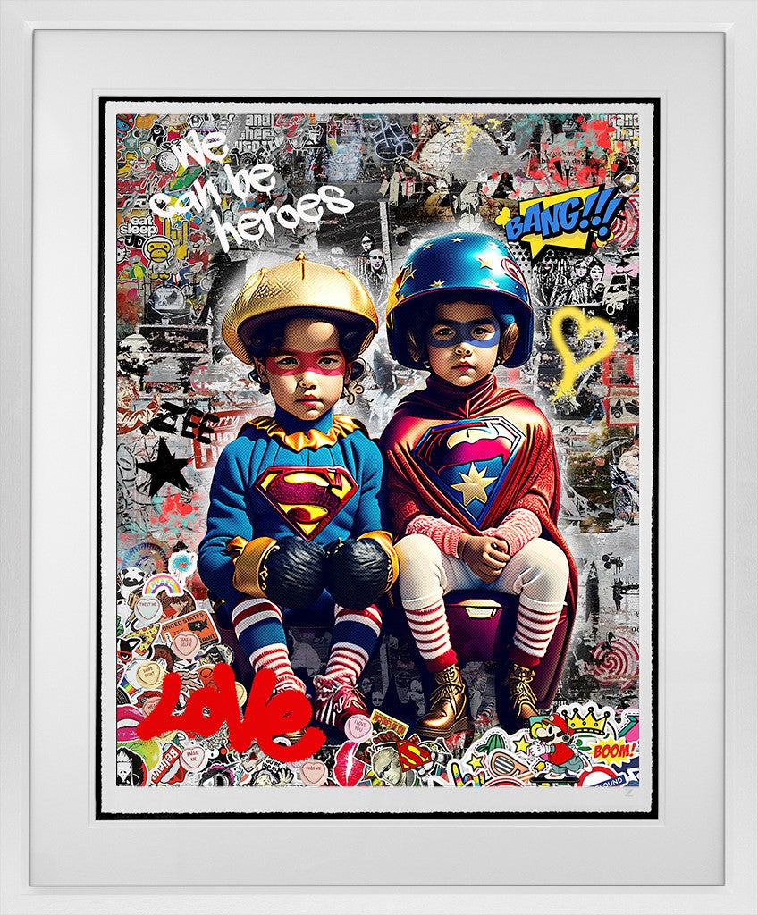 We Can Be Heroes Framed Print on Paper by Artist Zee